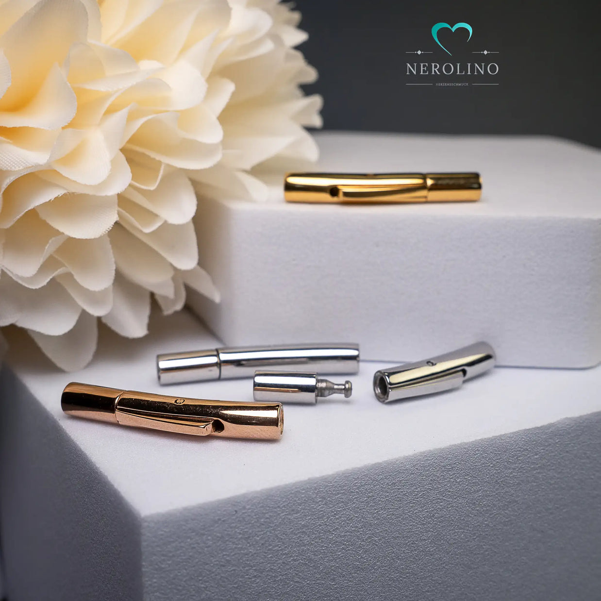 Bajonettverschluss lang in den Farben Silber, Gold und Roségold. 