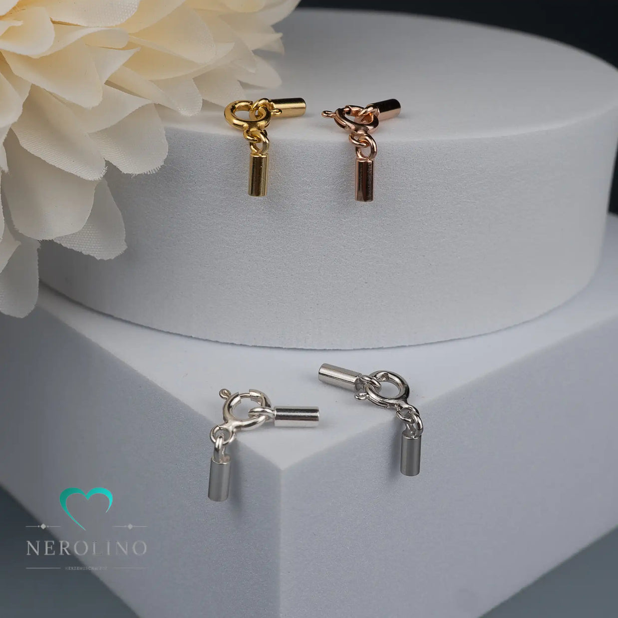 Federringverschluss in den Farben silber, gold, rosègold und titan.