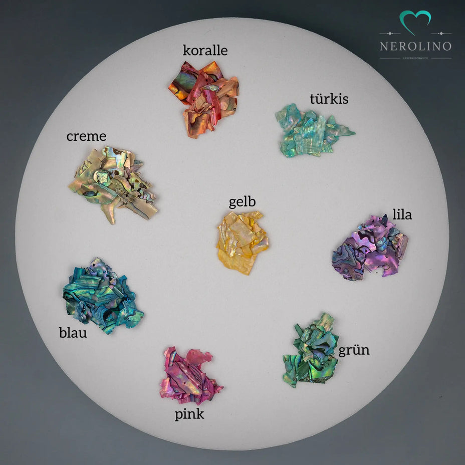 Muschelsplitter in verschiedenen Farben als Füllung für Perlen und Anhänger.